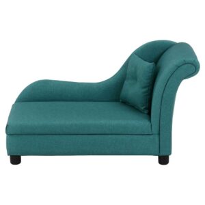 Luxury Style ペット用クッション付きカウチソファ グリーン ファブリック素材のエレガントデザインペット専用家具